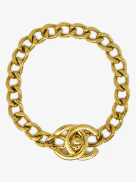 CHANEL Pre-Owned 1996 CC 로고 턴락 체인 브레이슬릿