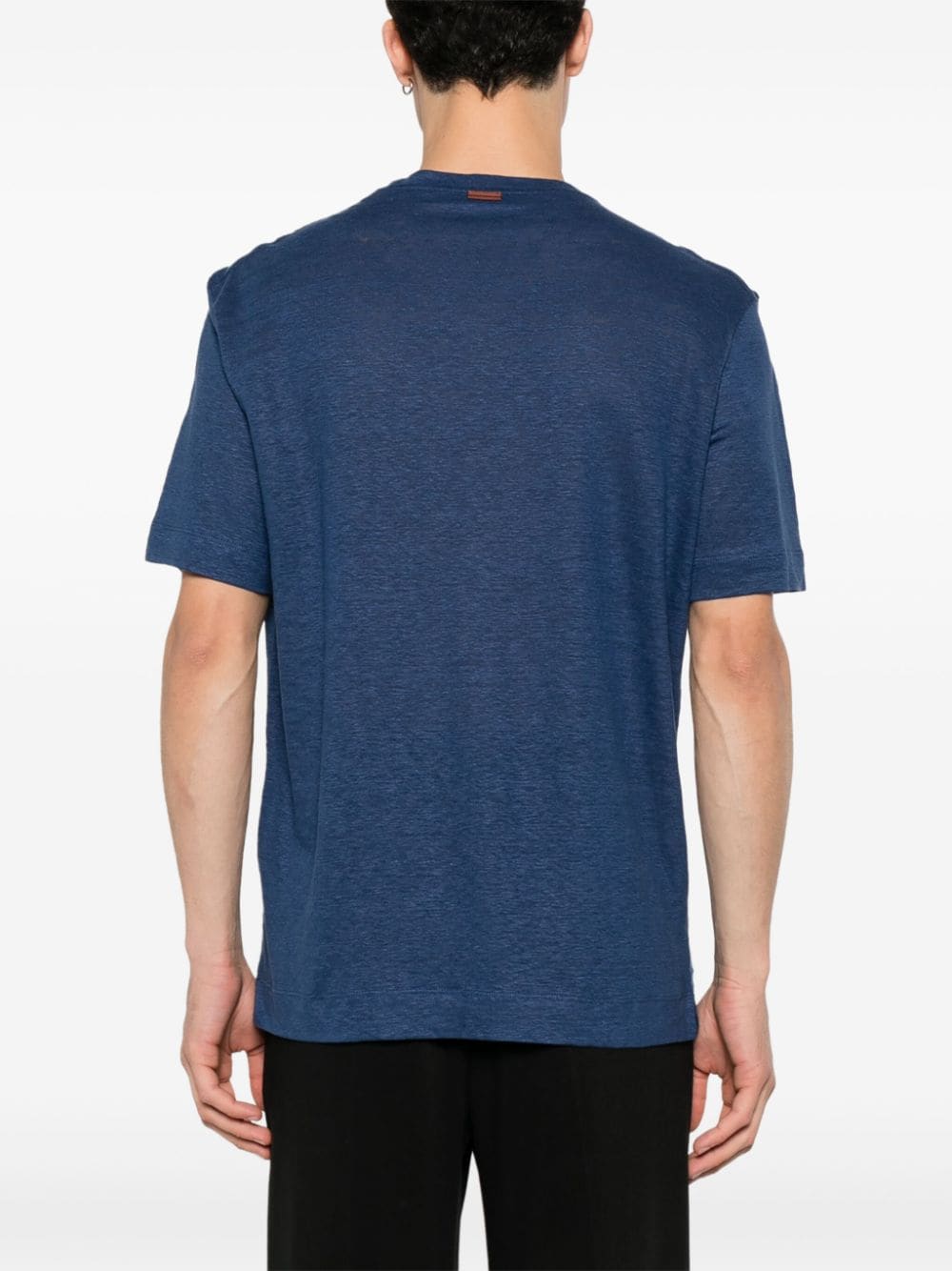 Shop Zegna Tonal Stitching Linen T-shirt In Blue