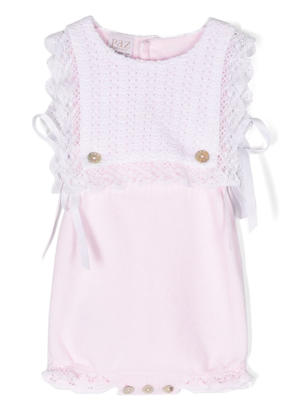 Paz Rodriguez Babies' Aura Knitted Cotton Body In Pink