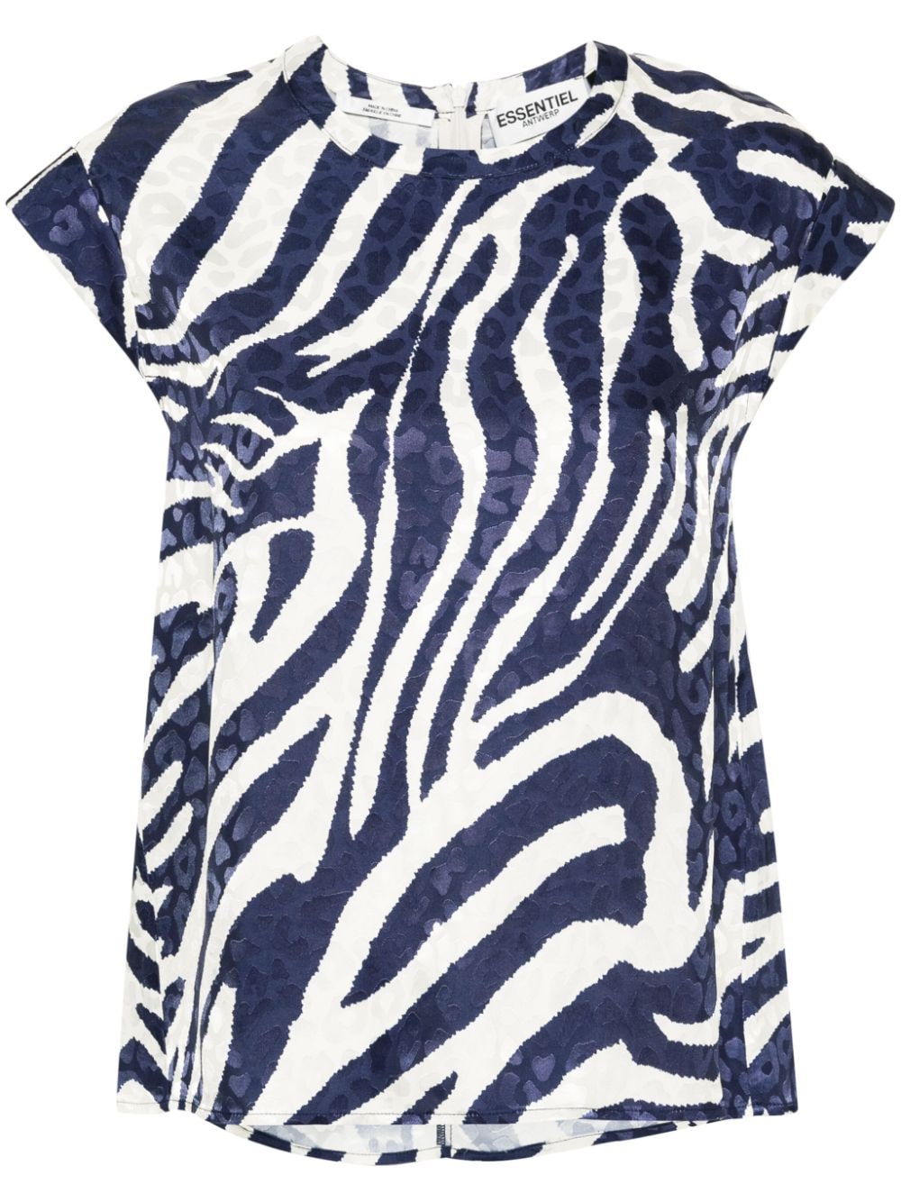 Essentiel Antwerp leopard-jacquard printed blouse Blauw