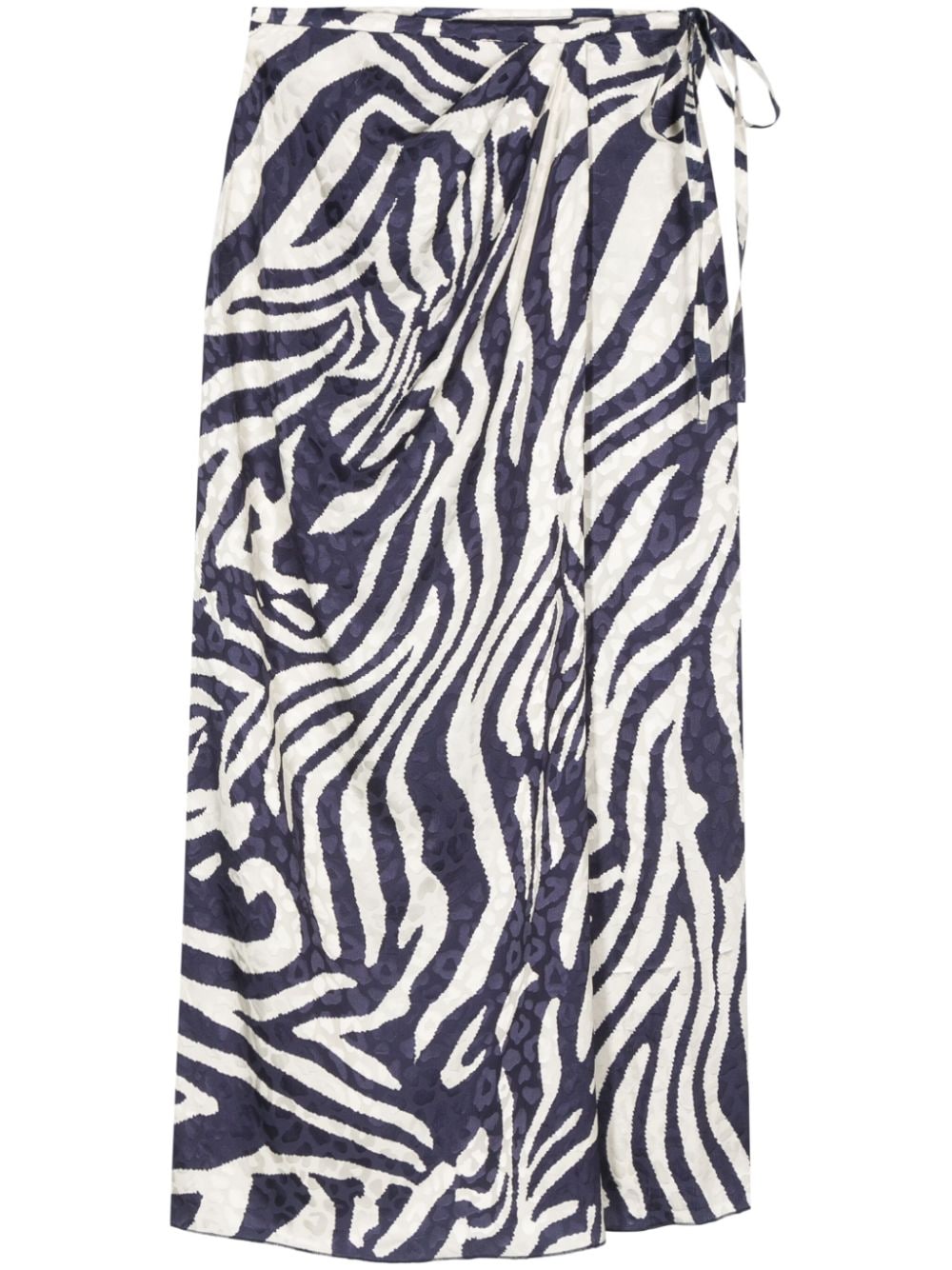 zebra-print satin skirt