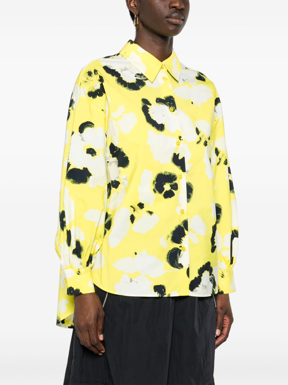 Shop Essentiel Antwerp Floral Textured Shirt In Yellow