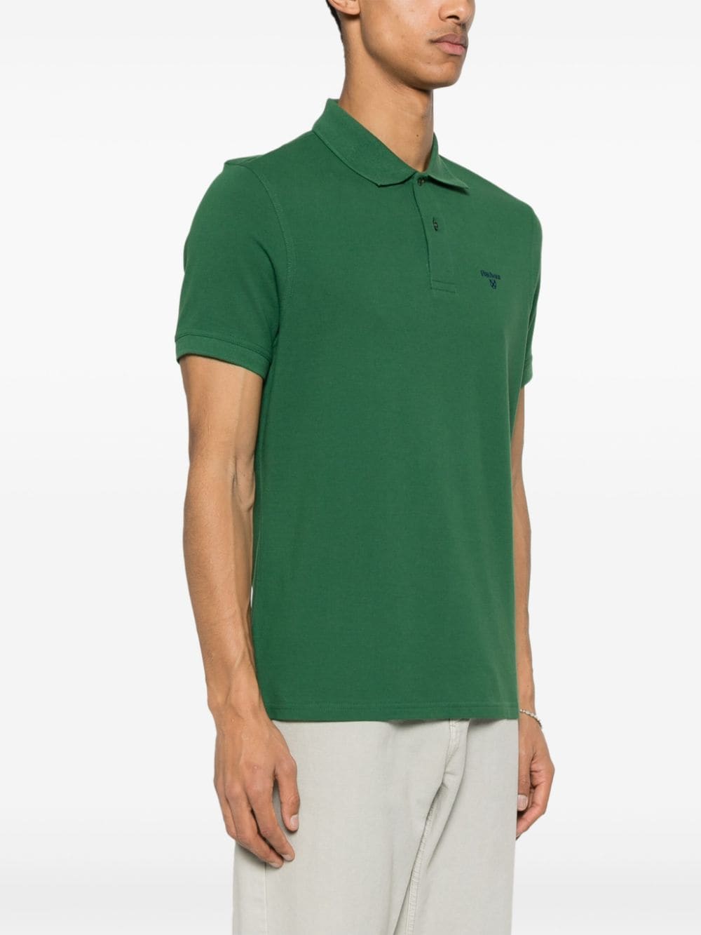 Shop Barbour Logo-embroidered Cotton Polo Shirt In Green