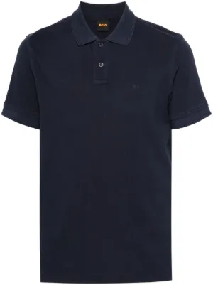 Prada triangle-logo Cotton Polo Shirt | Blue | FARFETCH GE