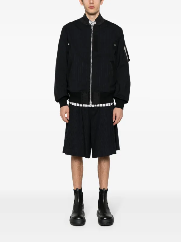 Sacai コントラストトリム ボンバージャケット | グリーン