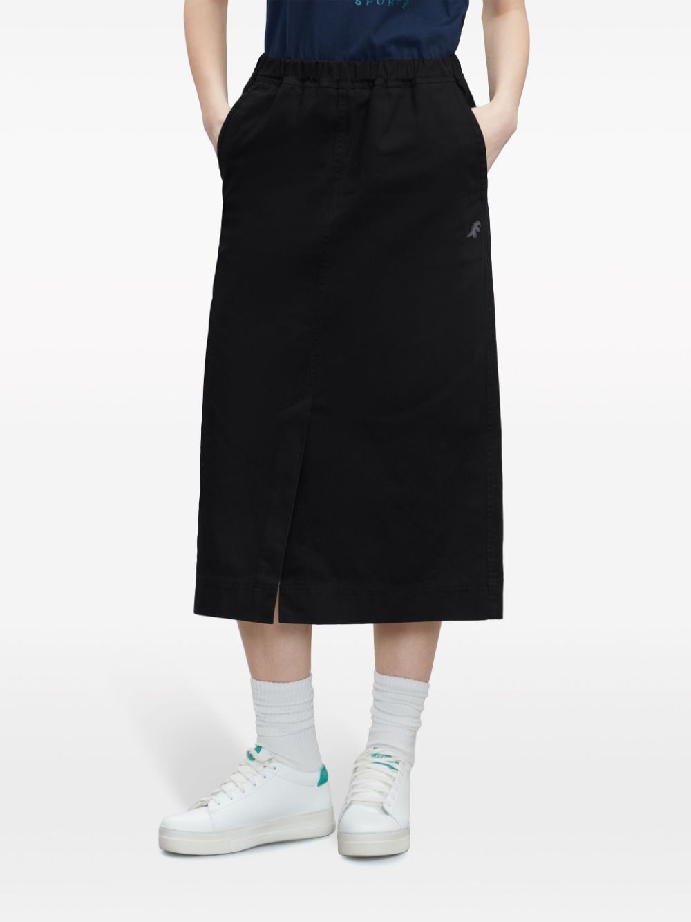 Shop Sport B. By Agnès B. Dino-embroidered Cotton Midi Skirt In Black