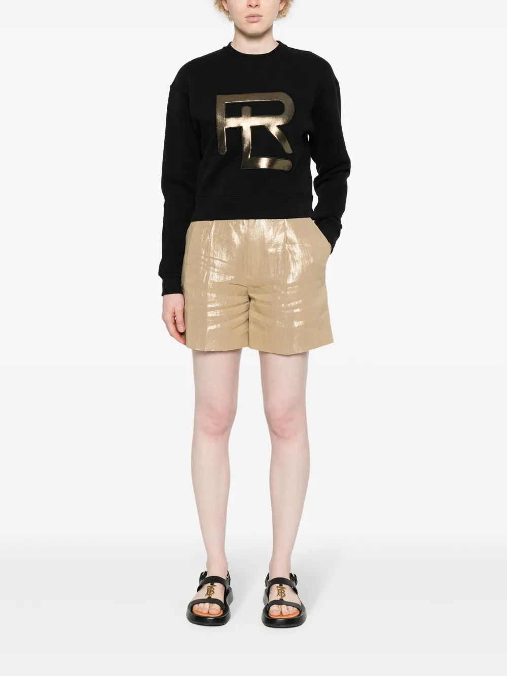 Ralph Lauren Collection logo-embroidered tonal stitching sweatshirt - Zwart
