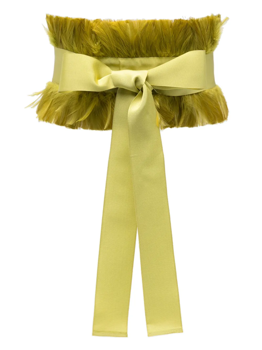 Sara Roka Feather-trim Grosgrain Belt In Green