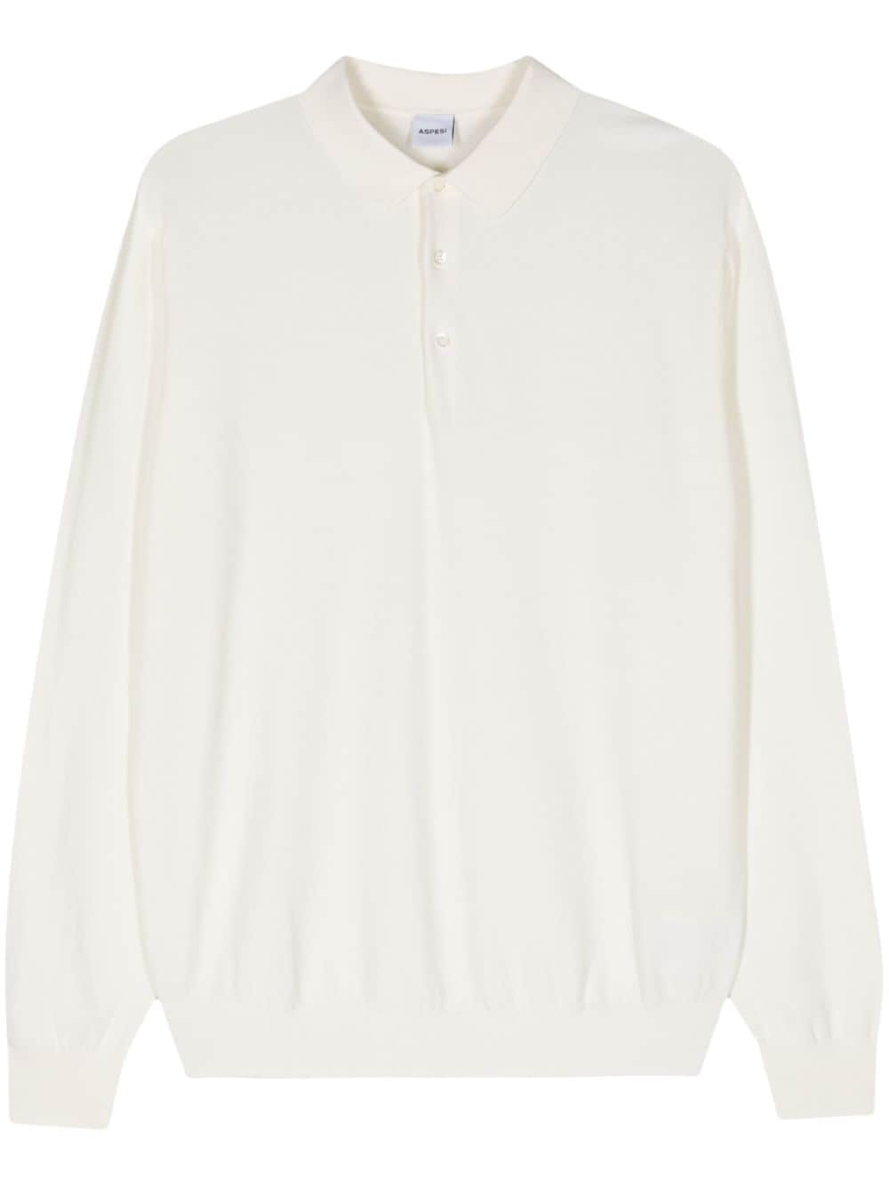 Aspesi Long-sleeve Cotton Polo Top In White
