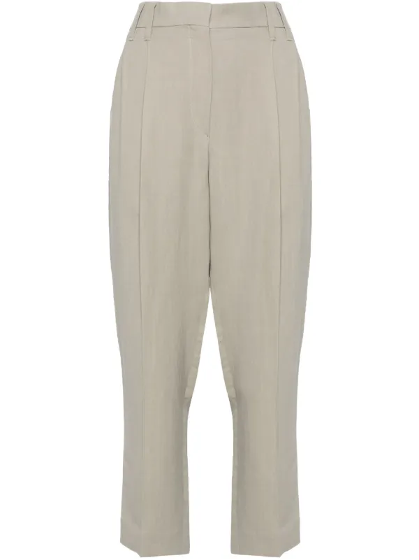 Brunello Cucinelli ハイウエスト ストレートパンツ | グリーン 