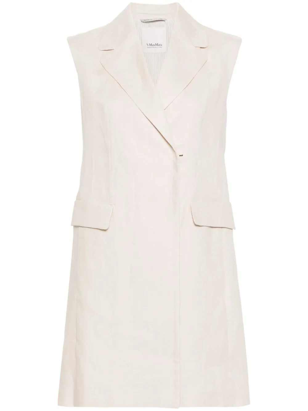S Max Mara Double-breasted Linen Gilet In Neutrals
