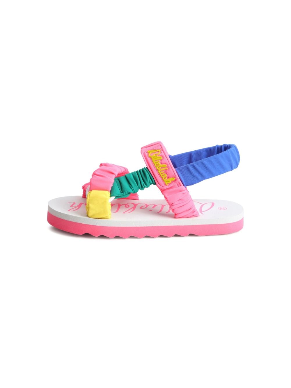Shop Billieblush Ruched-satin Touch-strap Sandals In Pink