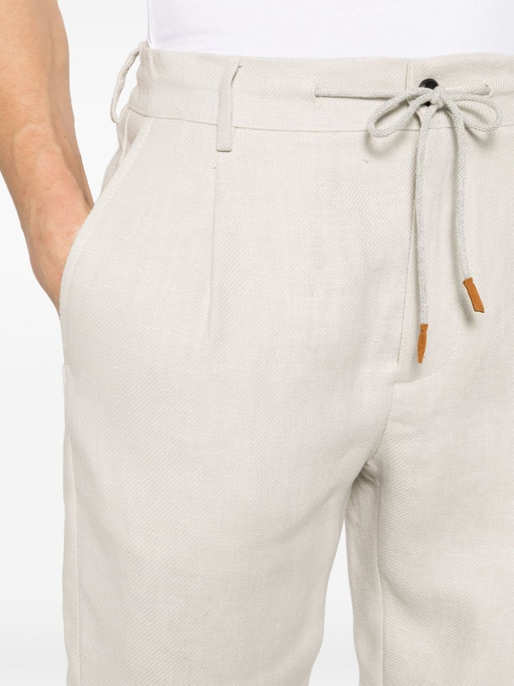 Shop Eleventy Drawstring Linen Bermuda Shorts In Neutrals
