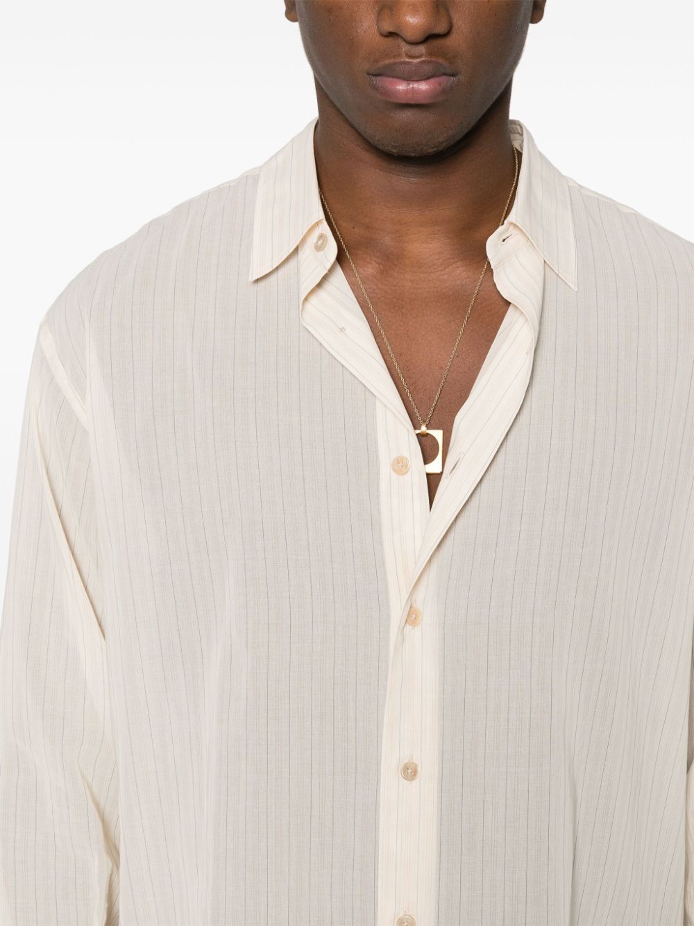 Shop Auralee Striped Cotton Shirt In Neutrals