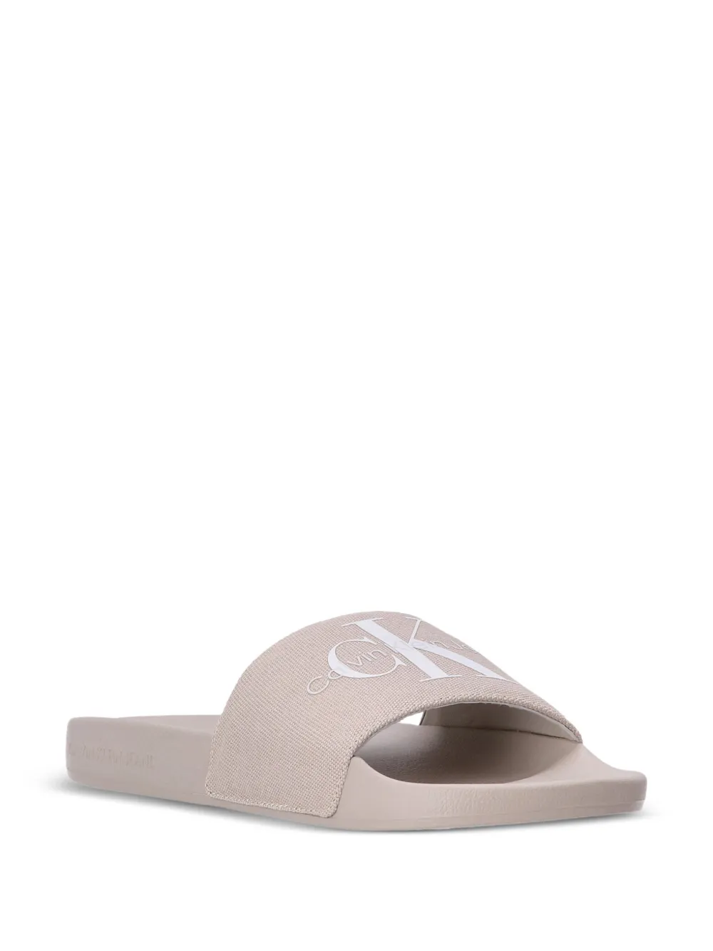 Calvin Klein logo-print round-toe slides Neutrals