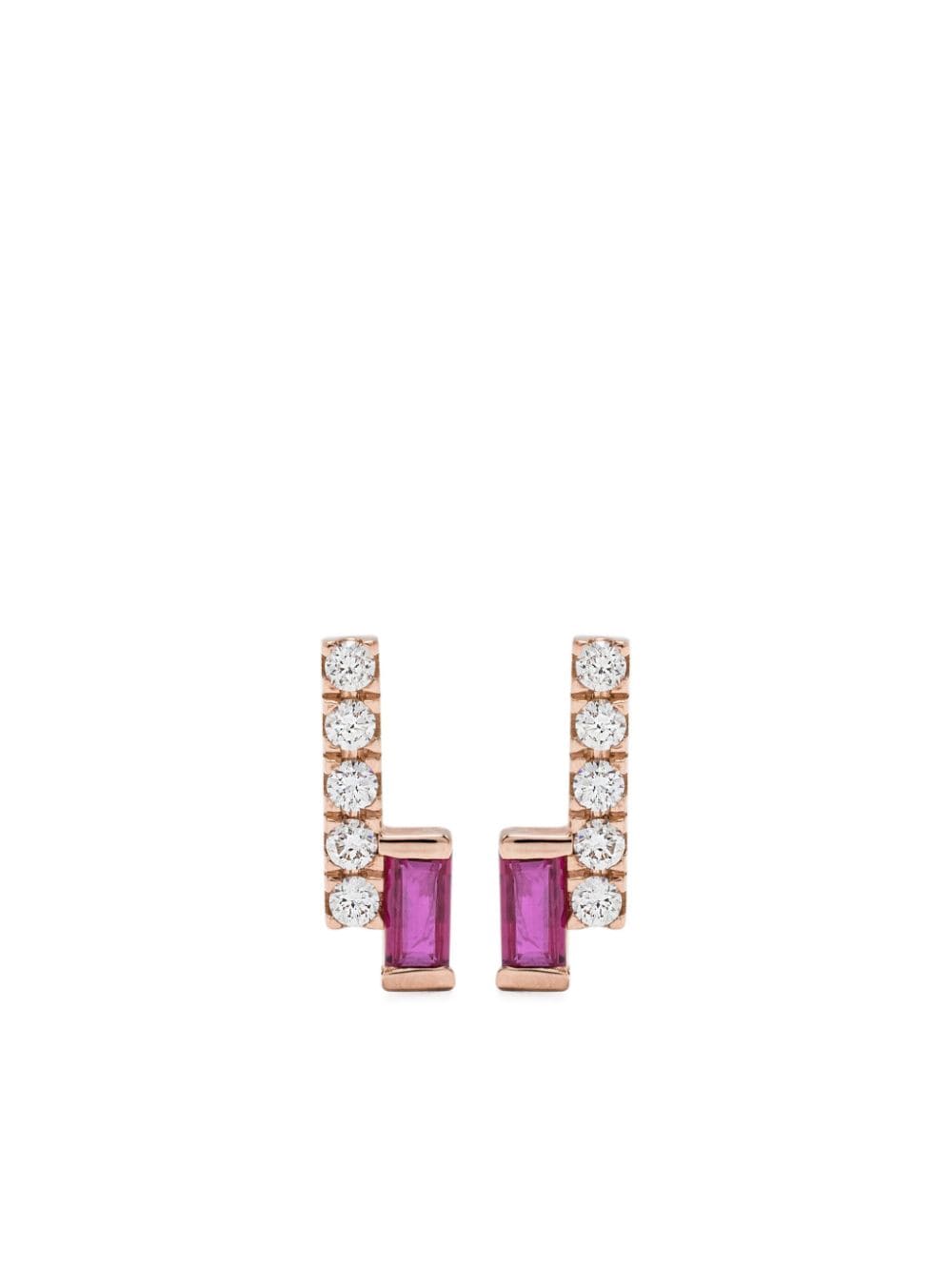 Gold & Roses 18kt Rose Gold I Am Red Diamond And Ruby Earrings In Purple