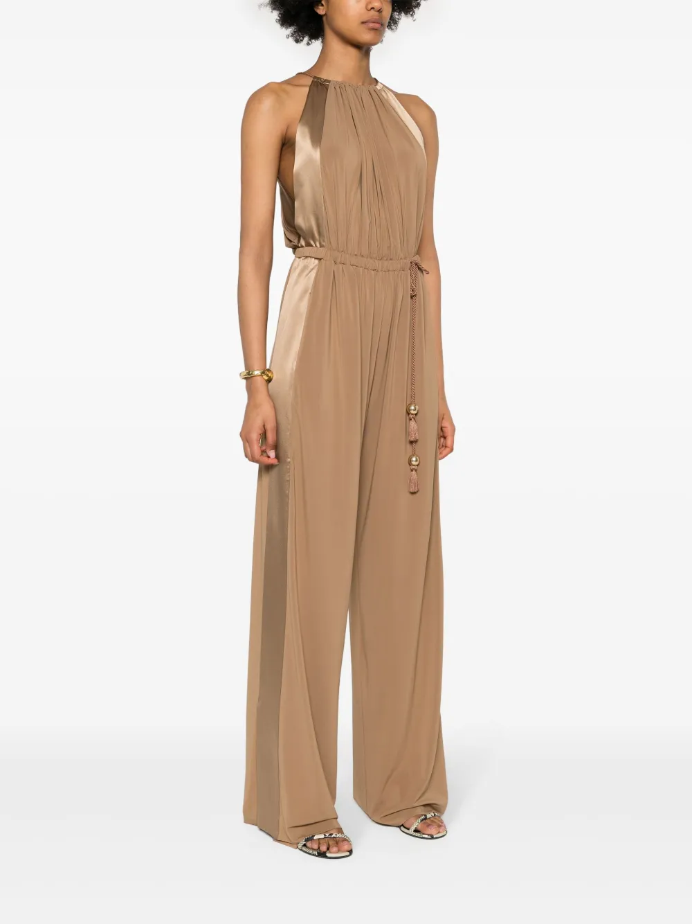 Shop Max Mara Ubi Halterneck Jumpsuit In Brown