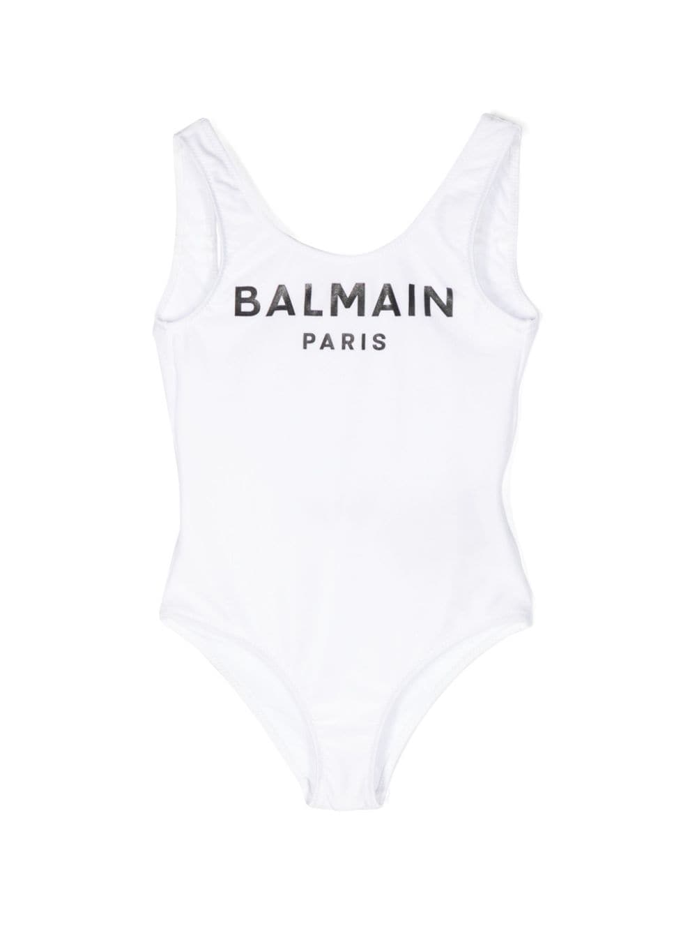Balmain Kids' Logo-print Swimsuit In 白色