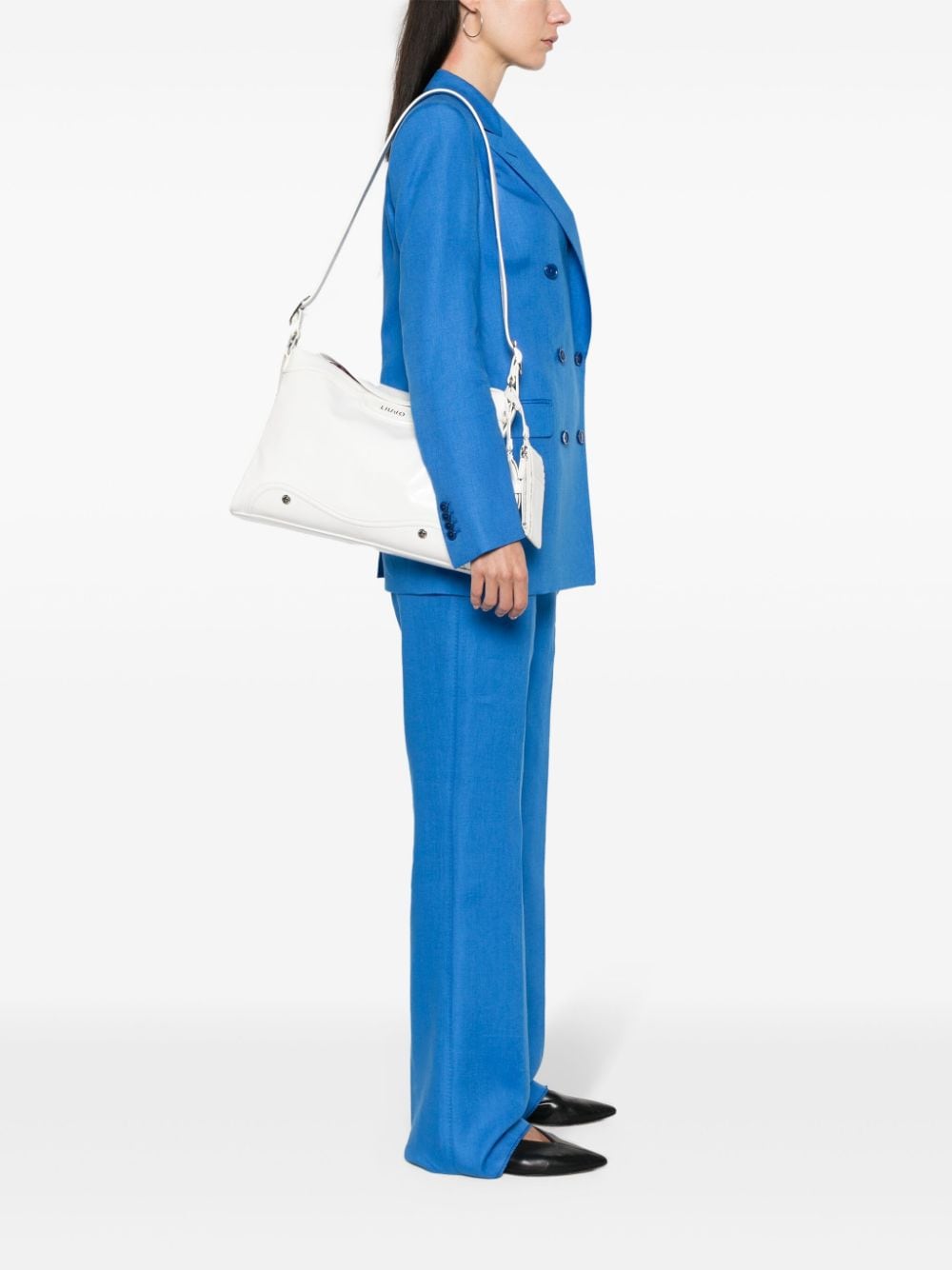 Shop Liu •jo Sisik Crinkled Shoulder Bag In 白色