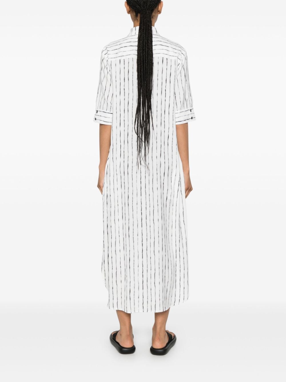 Shop Aviu Stripe-pattern Shirt Dress In White