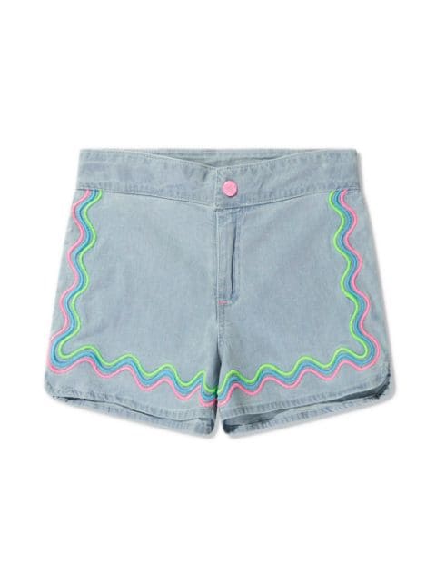 Billieblush stripe-embroidered denim shorts