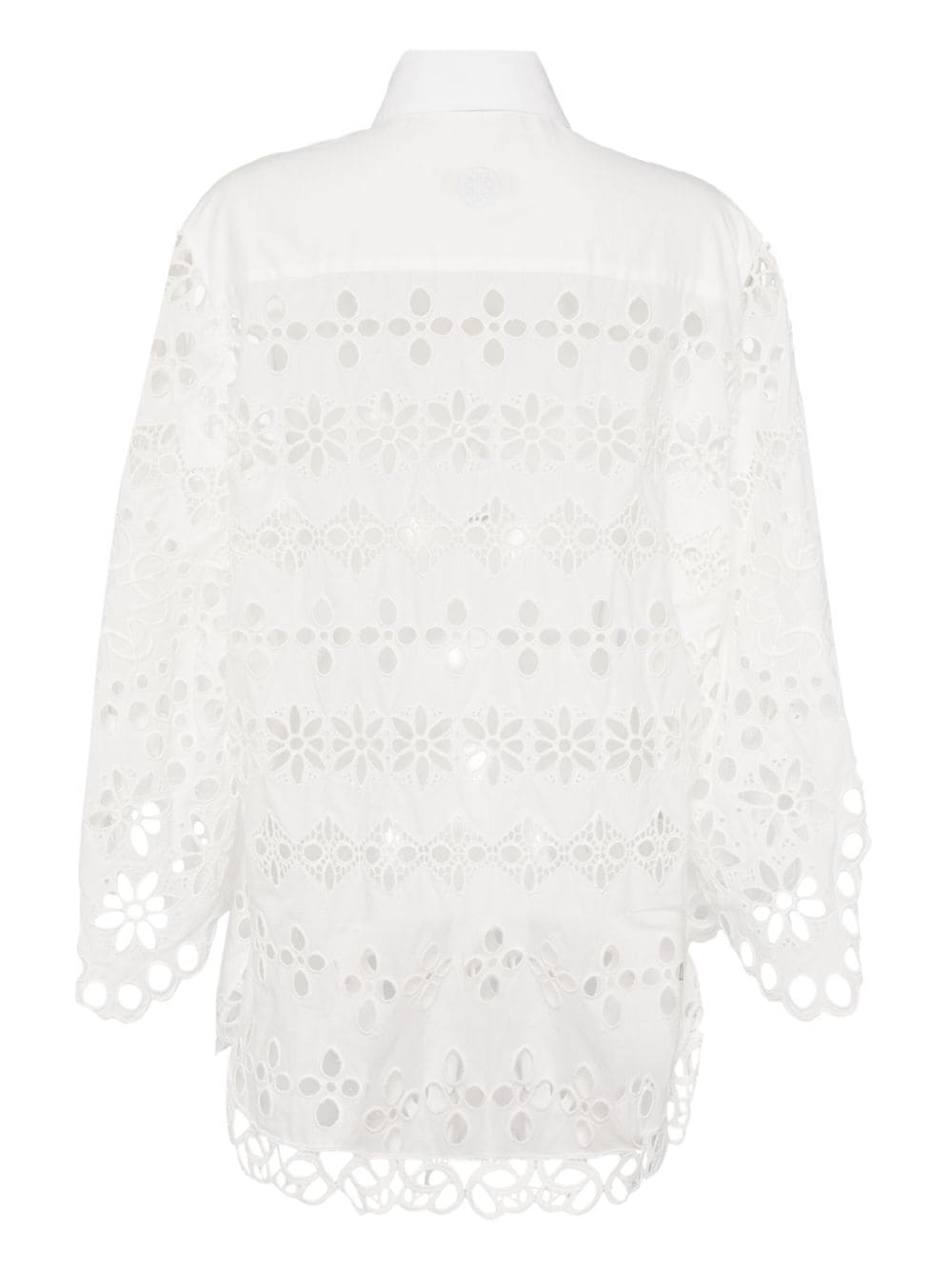 Shop Elie Saab Lace Embroidered Cotton Shirt In Weiss