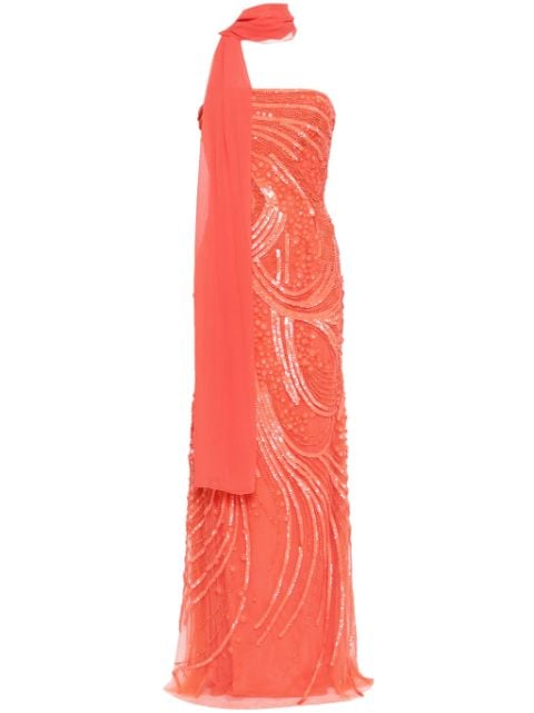 Elie Saab sequin-embellished scarf-detail gown