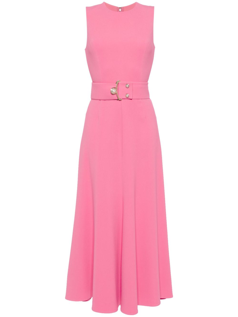 Elie Saab Belted Silk Cady Midi Dress In Rosa