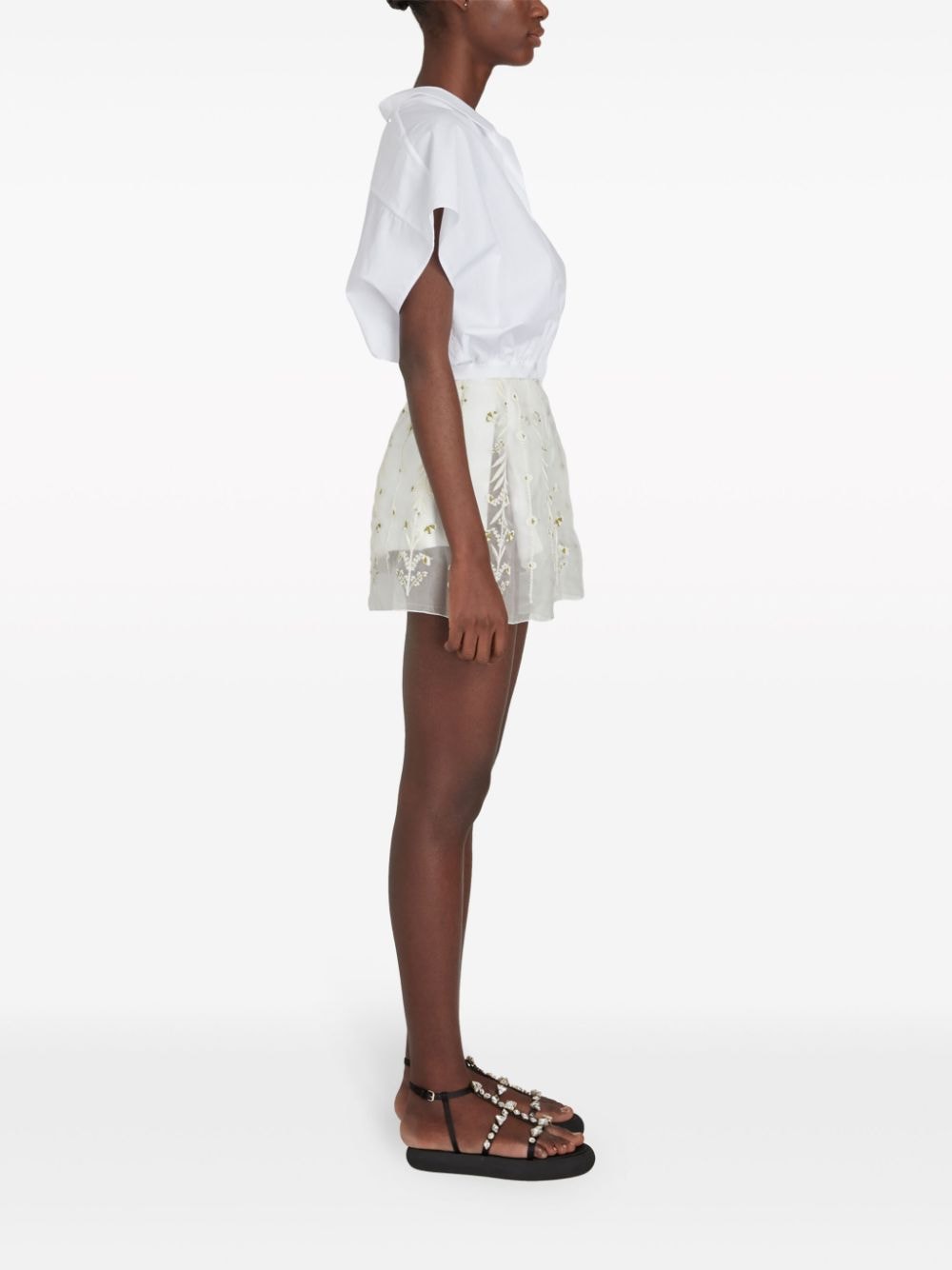 Shop Giambattista Valli Cropped Cotton Blouse In White