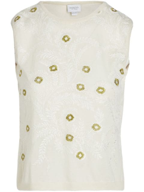 Giambattista Valli floral-embroidered knitted top