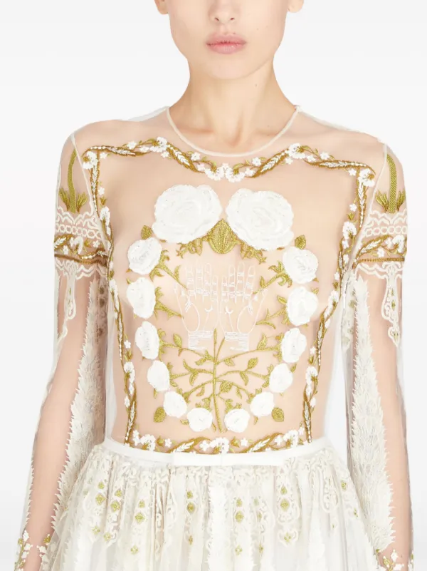 Giambattista Valli Jardin d'Eden Embroidered Tulle Maxi Dress