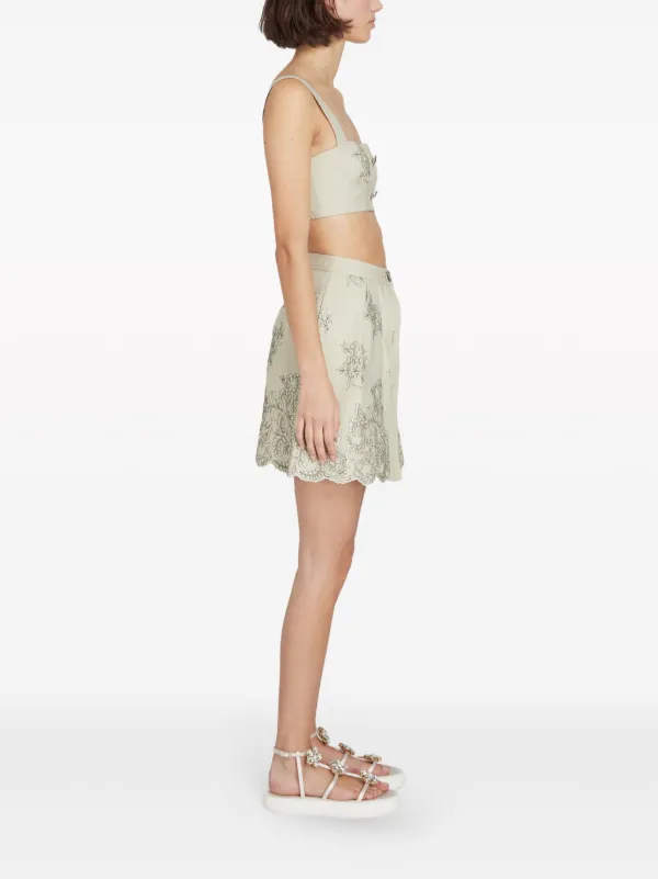 Giambattista Valli floral-jacquard Cropped Top | Neutrals