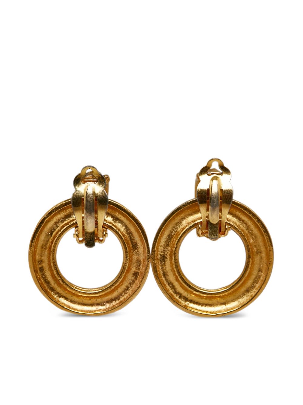 CHANEL Pre-Owned gold-plated clip-on hoop earrings - Goud