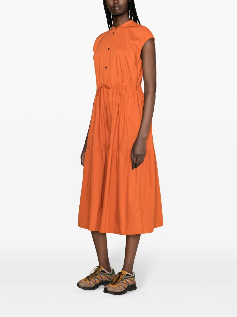 Shop Woolrich Drawstring-waist Maxi Dress In Orange