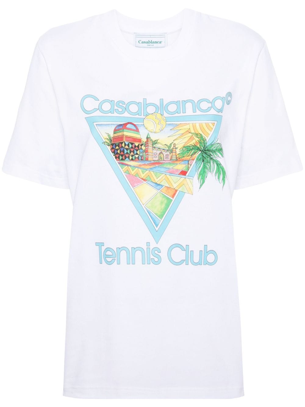 Shop Casablanca Afro Cubism Tennis Club Cotton T-shirt In White
