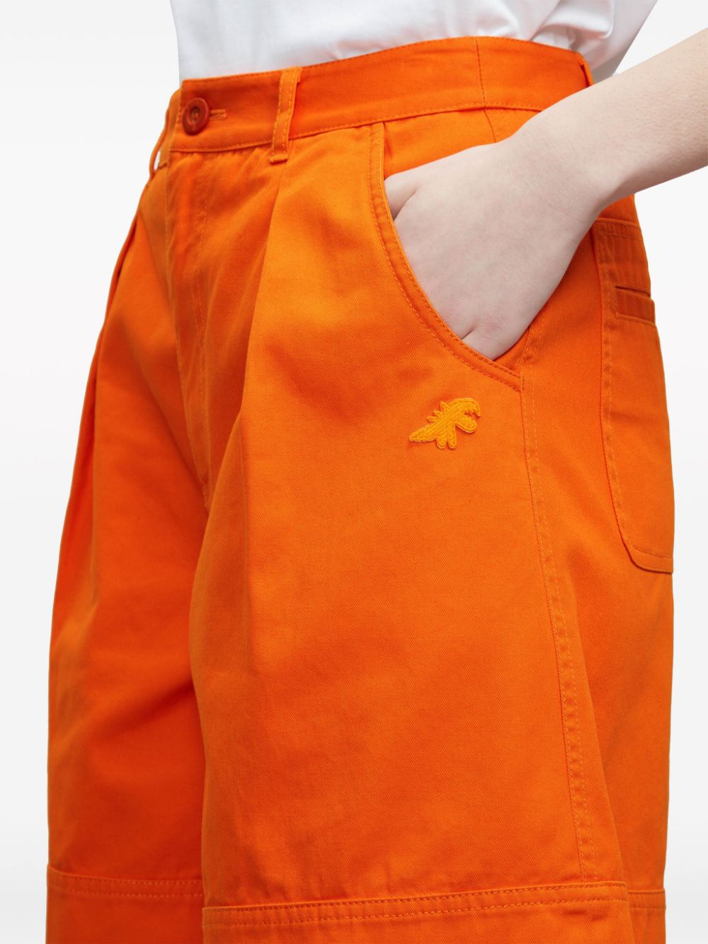 Shop Sport B. By Agnès B. Dino-embroidered Cotton Shorts In Orange
