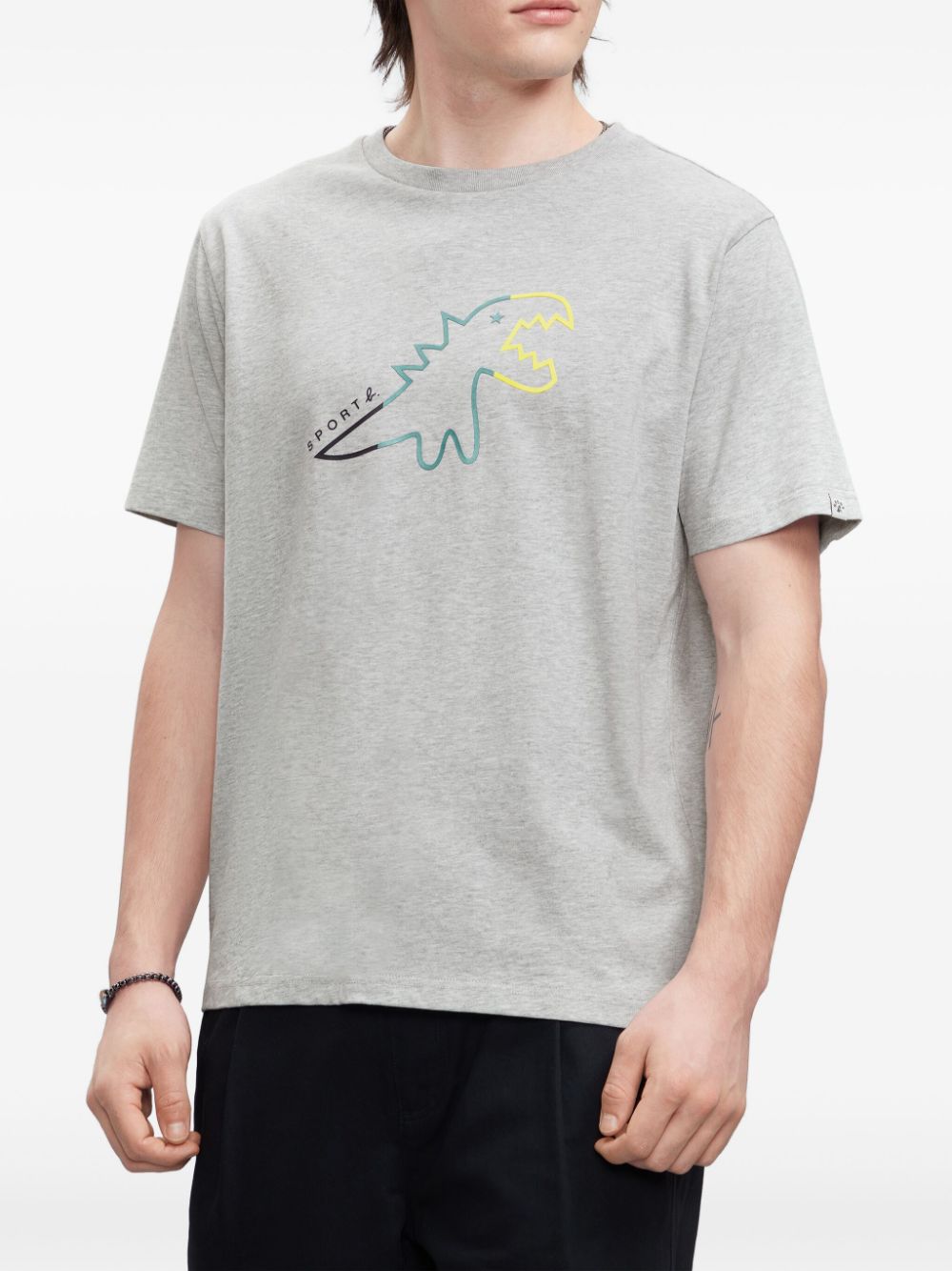 Shop Sport B. By Agnès B. Logo-raised Cotton T-shirt In Grey