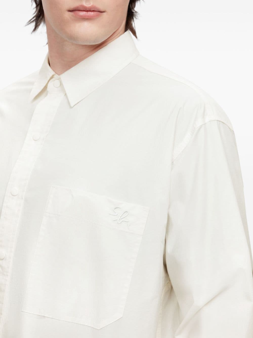 Shop Sport B. By Agnès B. Logo-embroidered Organic Cotton Shirt In Grey