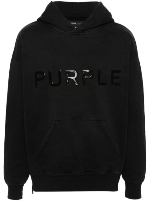 Purple Brand logo-patch cotton hoodie