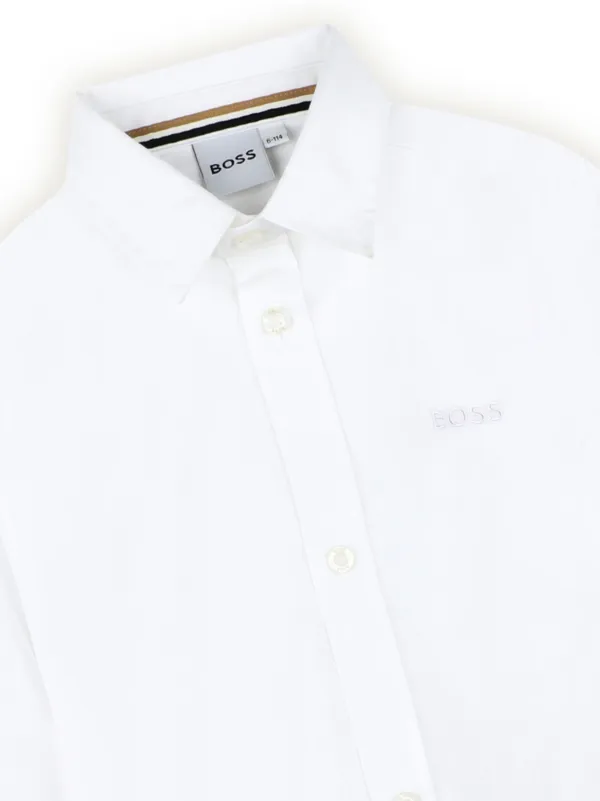 BOSS Kidswear embroidered-logo Cotton Shirt White FARFETCH TH