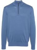 Canali half zip-up cotton jumper - Blue