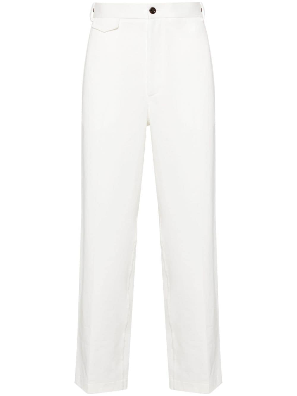 Gucci Web-detail Cotton Trousers In Neutrals