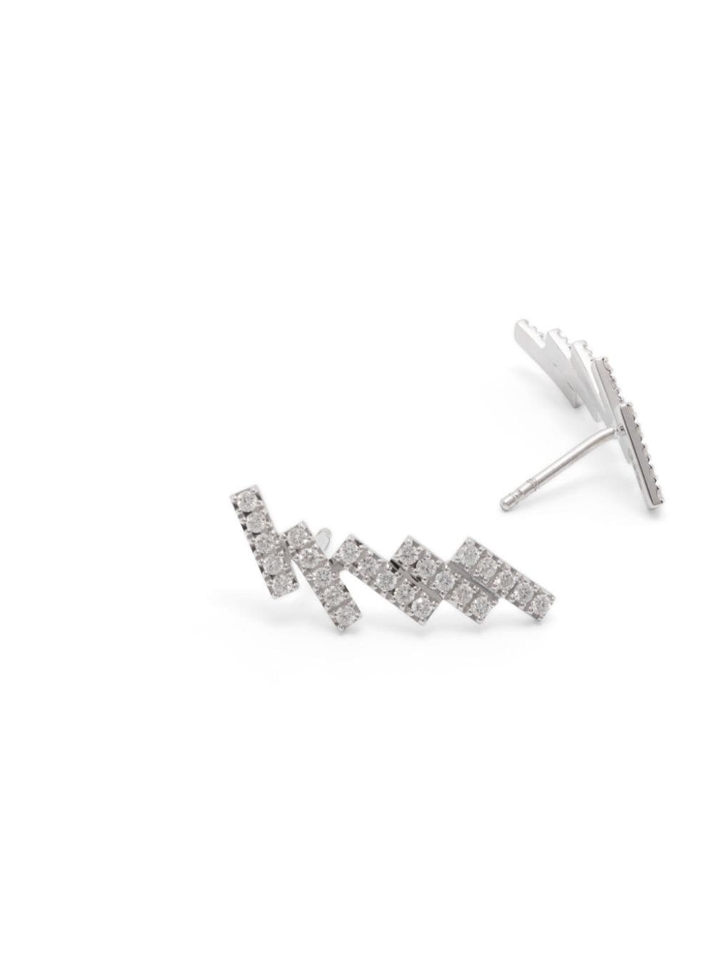 Shop Gold & Roses 18kt White Gold Skyline Diamond Crawler Earrings In Silver