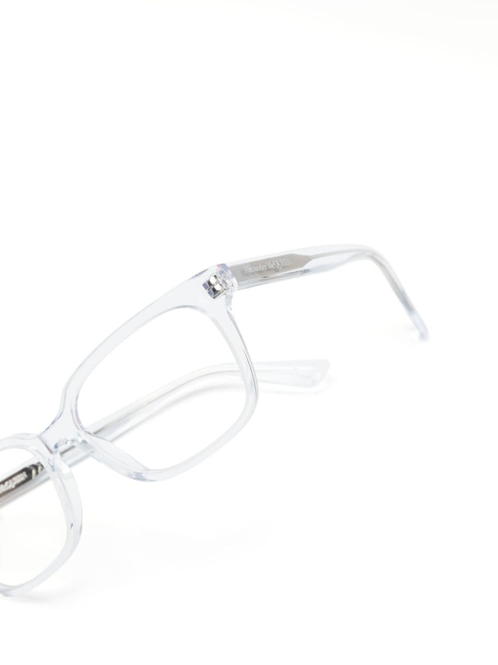 Shop Alexander Mcqueen Rectangle-frame Glasses In White