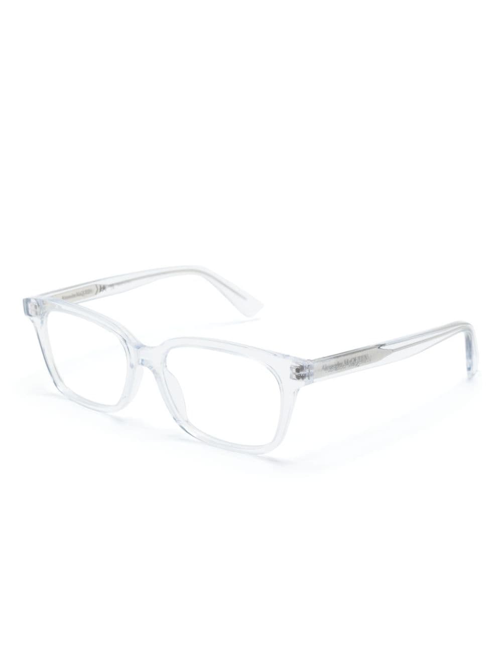 Shop Alexander Mcqueen Rectangle-frame Glasses In White