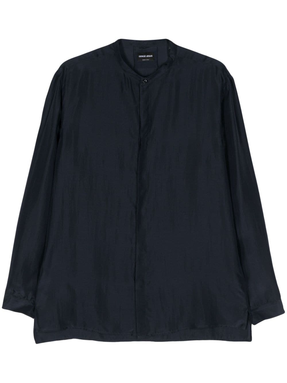 Giorgio Armani Long-sleeve Silk Shirt In Blue
