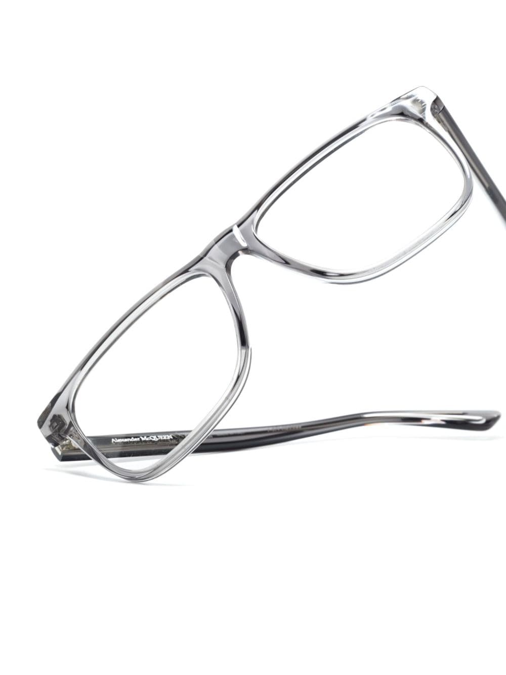 Alexander McQueen Eyewear Bril met doorzichtig vierkant montuur Grijs