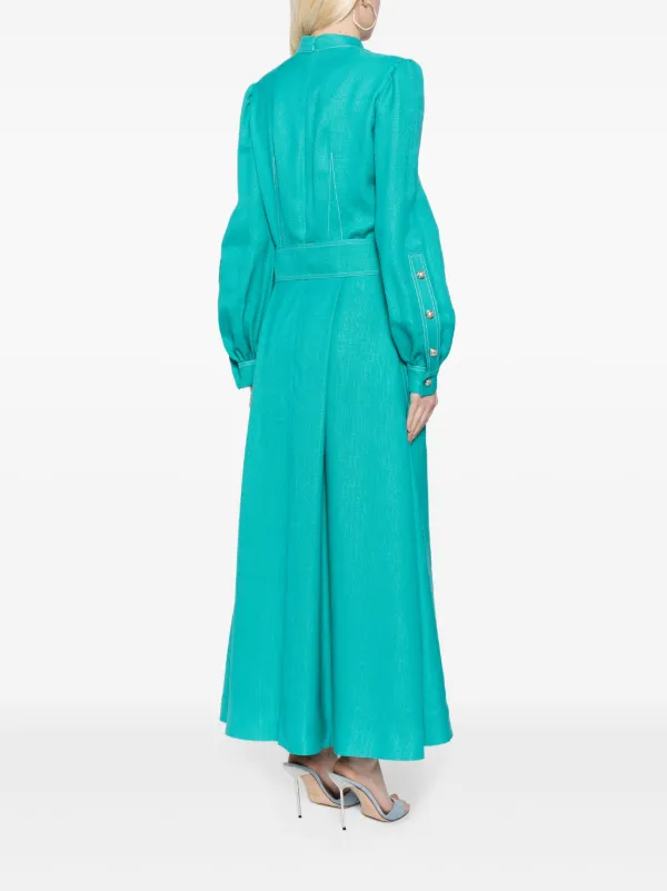 Elie Saab A-line Belted Maxi Dress Blue FARFETCH ID