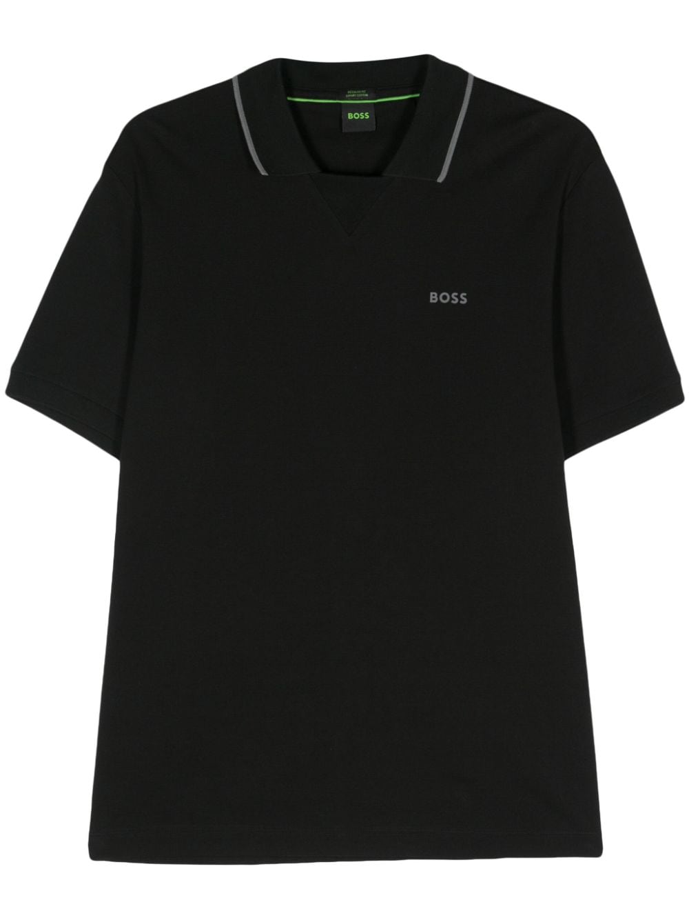 Hugo Boss Rubberised-logo Polo Shirt In Black