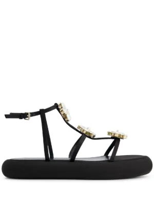 GIAMBATTISTA VALLIビジュー装飾 シューズ 黒